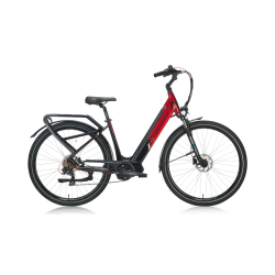 Bicicletă electrică de oraș Armony Trieste Rosu, Shimano 7v, autonomie 115 km, motor Oli 85 Nm, 576Wh, greutate 23 kg