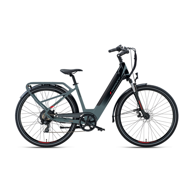 Bicicletă electrică de oraș Armony Matera Negru Albastru, Shimano 7v, autonomie 80 km, motor Bafang 250W, 576Wh, greutate 25 kg