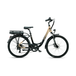 Bicicletă electrică de oraș Armony Firenze Advance Negru Argintiu, Shimano 7v, autonomie 70 km, motor Bafang 250W, 461Wh, 24 kg
