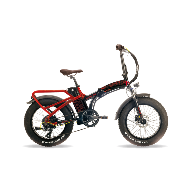 Bicicletă electrică fat pliabilă Armony Asso Negru Rosu, Shimano 6v, autonomie 50 km, motor Bafang 50 Nm, 557Wh, greutate 26 kg