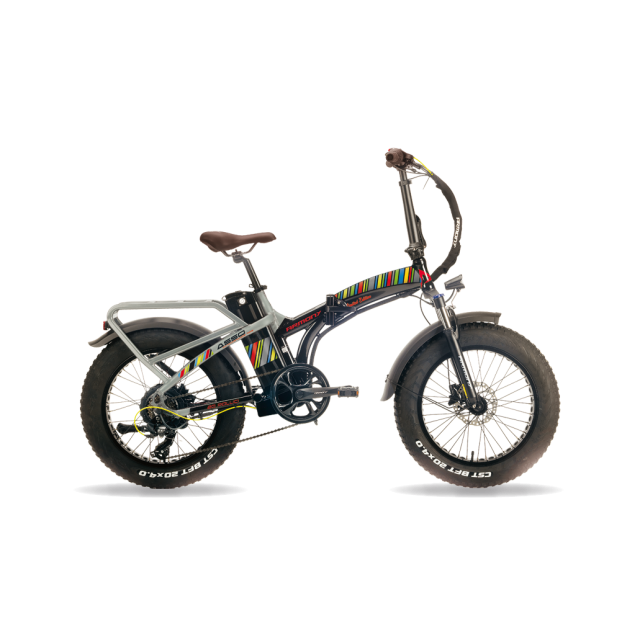 Bicicletă electrică fat pliabilă Armony Asso Negru Rosu, Shimano 6v, autonomie 50 km, motor Bafang 50 Nm, 557Wh, greutate 26 kg