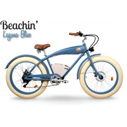 Bicicletă electrică beach cruiser Rayvolt Beachin Laguna Blue, motor 50 Nm, baterie la alegere 360/540Wh, greutate 29-33 kg