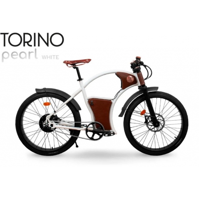 Bicicletă electrică urbană retro Rayvolt Torino White, autonomie până la 80 km, motor 50 sau 100 Nm, baterie până la 1008Wh