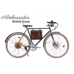Bicicletă electrică urbană retro Rayvolt Ambassador Burgundy Wine, autonomie 60 km, motor 50 Nm, 504Wh, greutate 22 kg
