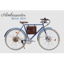 Bicicletă electrică urbană retro Rayvolt Ambassador Royal Blue, autonomie 60 km, motor 50 Nm, 504Wh, greutate 22 kg